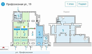 Профсоюзная ул, д 19, Москва Подвал 223.0  Аренда