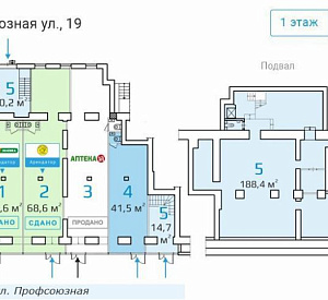 Профсоюзная ул, д 19, Москва Подвал 223.0  Аренда